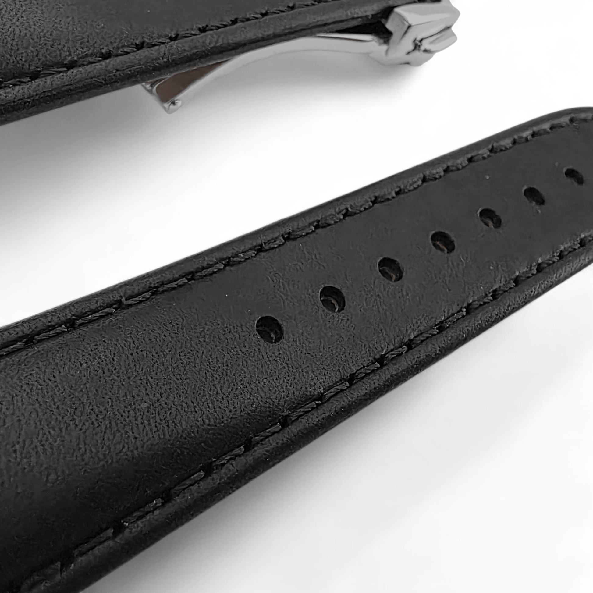 Deployment Watch Strap Full Grain Leather 18mm 20mm 22mm Black - Wrist Envy