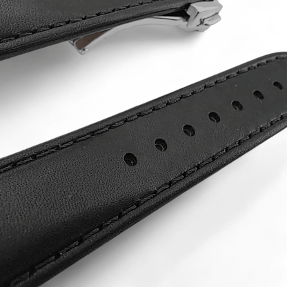 Deployment Watch Strap Full Grain Leather 18mm 20mm 22mm Black - Wrist Envy