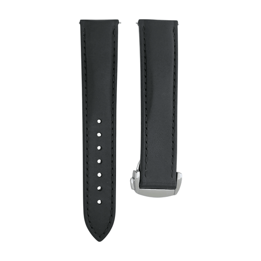 Deployment Watch Strap Full Grain Leather 18mm 20mm 22mm Black - Wrist Envy