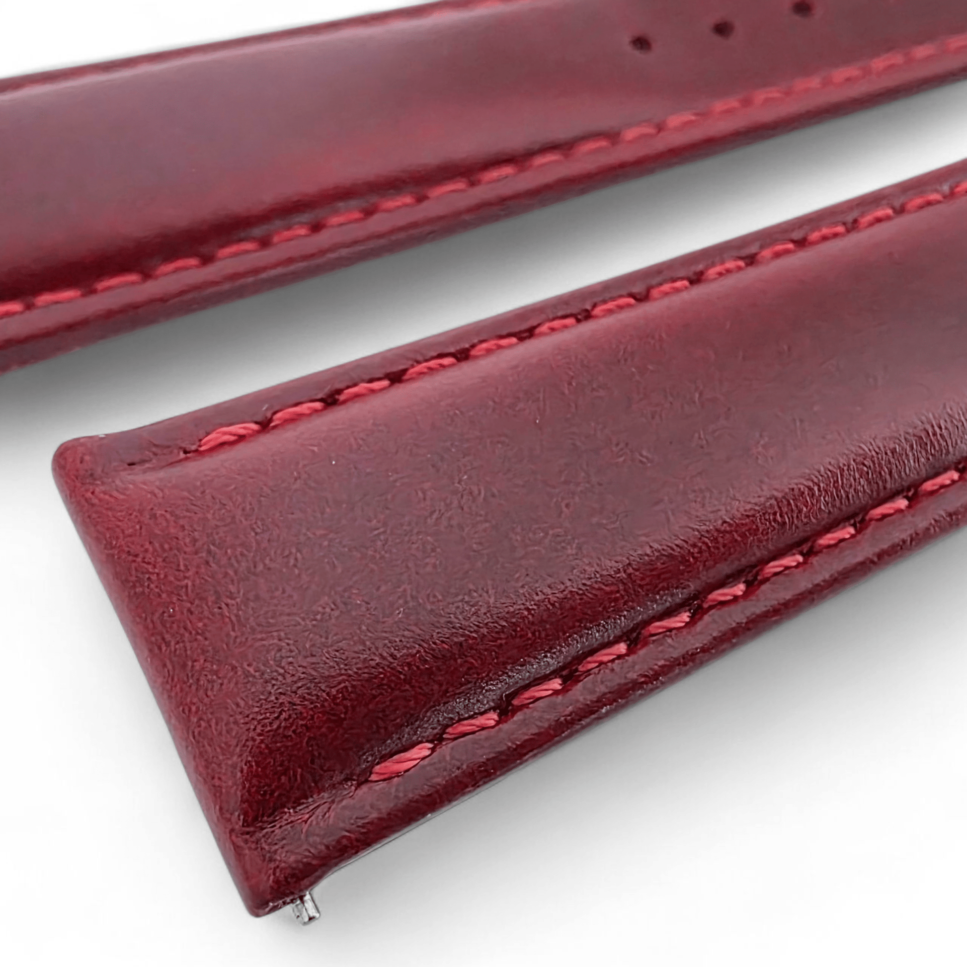 Deployment Watch Strap Full Grain Leather 20mm 22mm Crimson Red - Wrist Envy