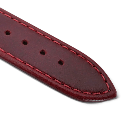 Deployment Watch Strap Full Grain Leather 20mm 22mm Crimson Red - Wrist Envy