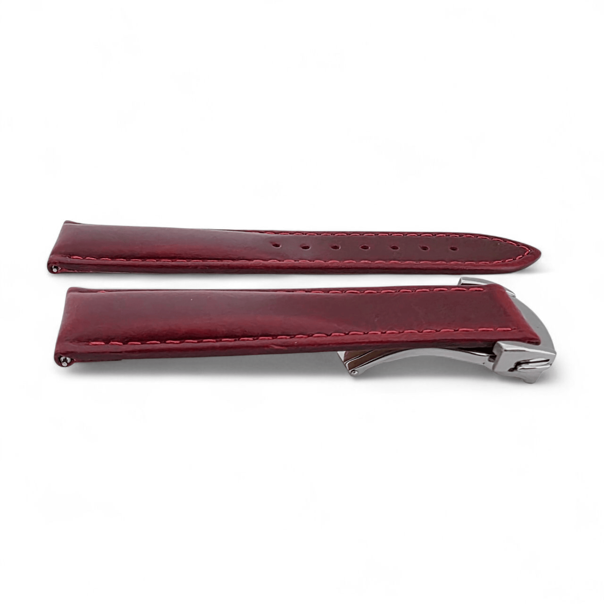 Deployment Watch Strap Full Grain Leather 20mm 22mm Crimson Red - Wrist Envy
