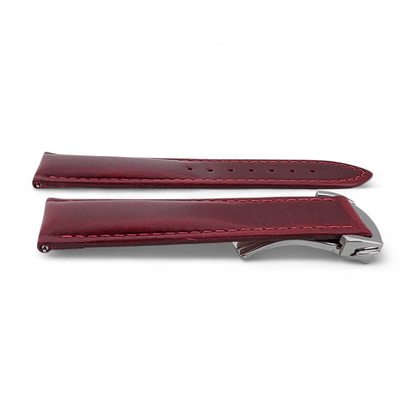 Deployment Watch Strap Full Grain Leather 20mm 22mm Crimson Red - Wrist Envy