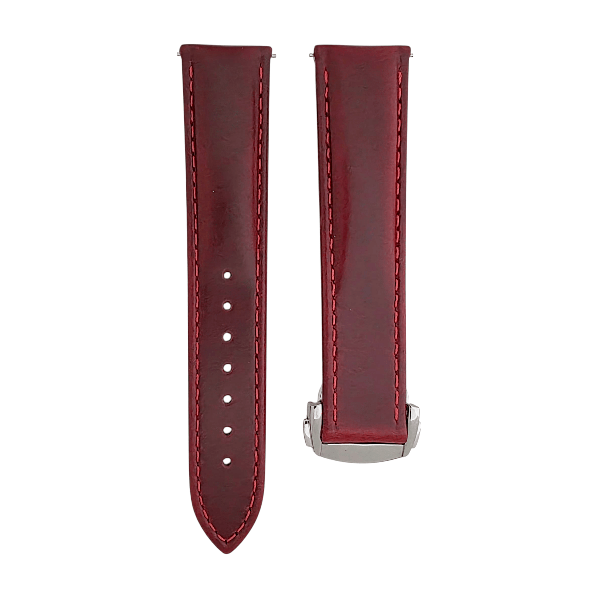 Deployment Watch Strap Full Grain Leather 20mm 22mm Crimson Red - Wrist Envy