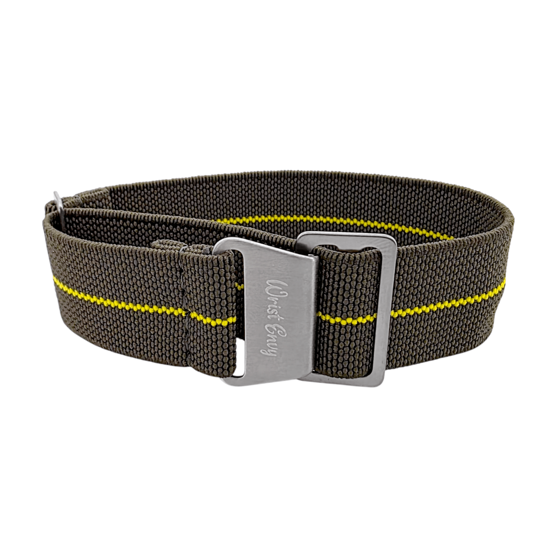 Elastic Nylon French Marine Nationale Watch Strap 20mm 22mm Army Green Yellow - Wrist Envy