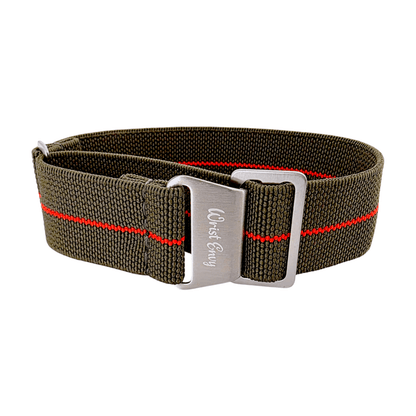 Elastic Nylon French Marine Nationale Watch Strap 20mm 22mm Green Red - Wrist Envy