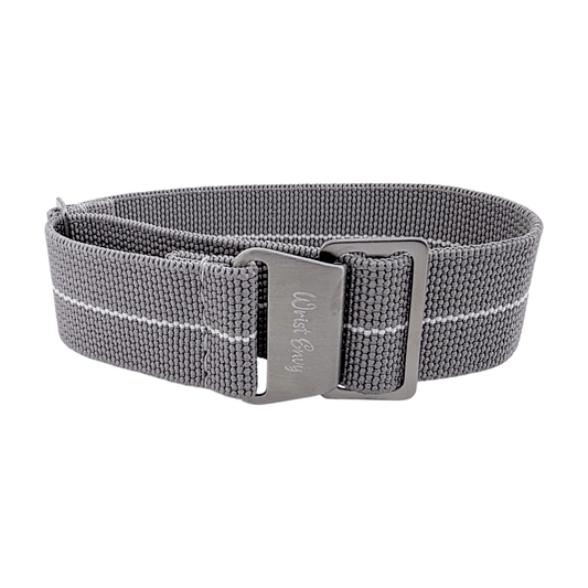 Elastic Nylon French Marine Nationale Watch Strap 20mm 22mm Grey White - Wrist Envy