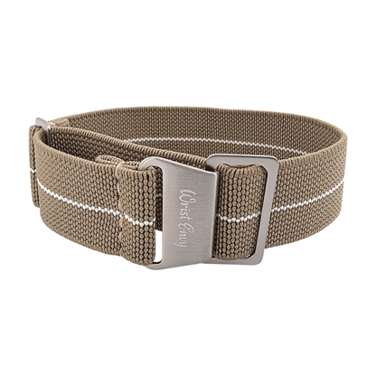Elastic Nylon French Marine Nationale Watch Strap 20mm 22mm Khaki Beige - Wrist Envy