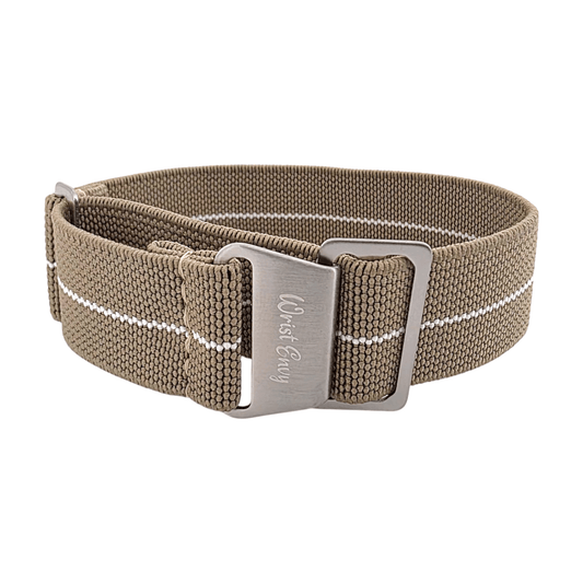 Elastic Nylon French Marine Nationale Watch Strap 20mm 22mm Khaki Beige - Wrist Envy
