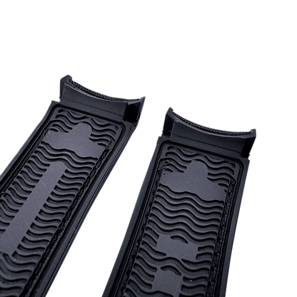 Elite Hybrid FKM Sailcloth Curved End Watch Strap 20mm 21mm 22mm Black - Wrist Envy