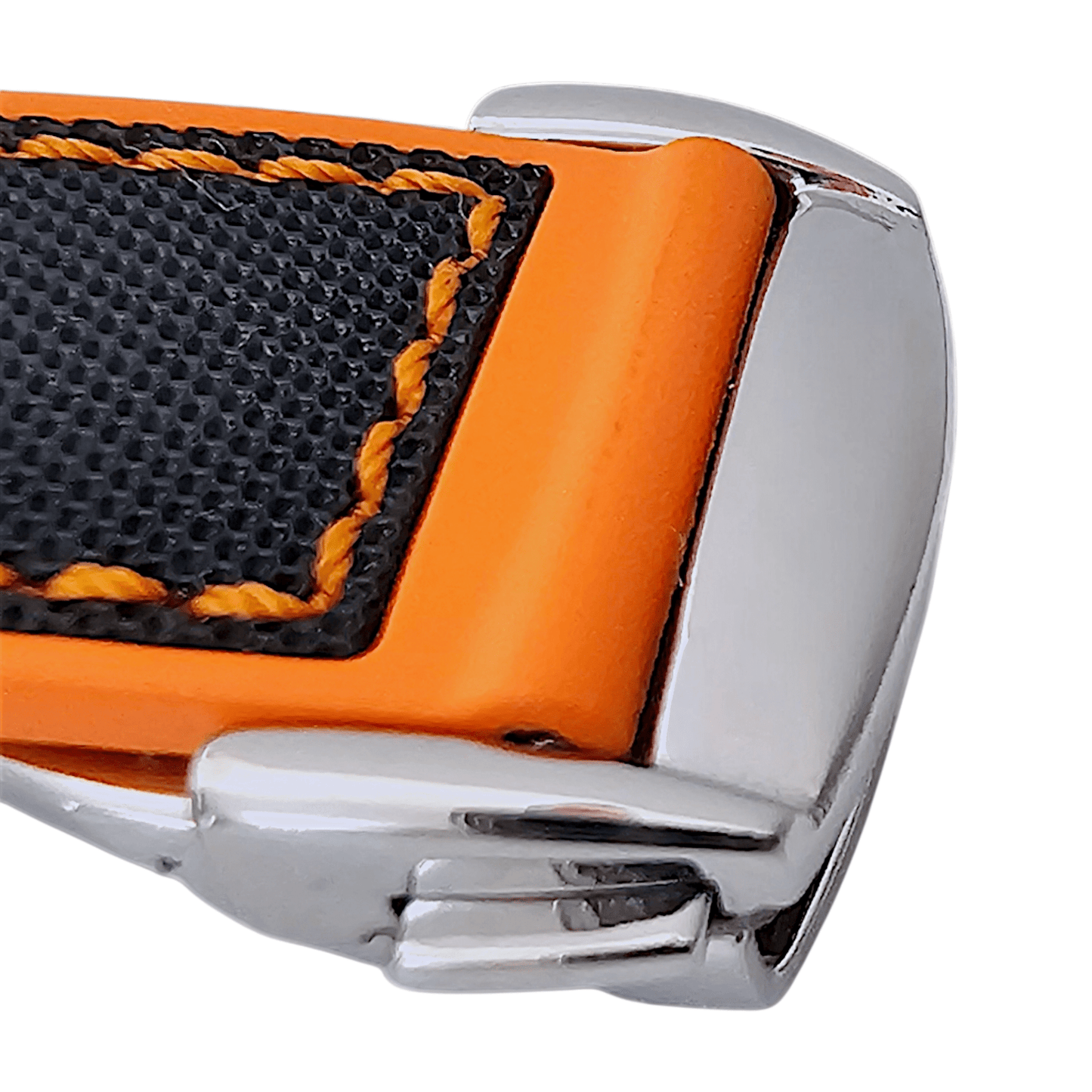 Elite Hybrid FKM Sailcloth Curved End Watch Strap 20mm 21mm 22mm Black Orange - Wrist Envy