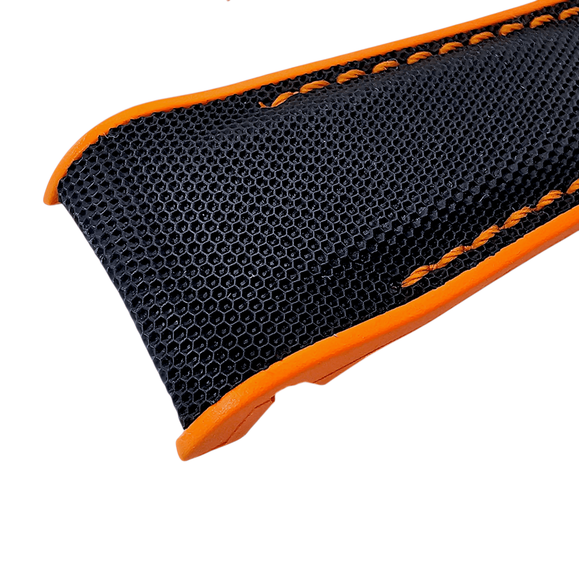 Elite Hybrid FKM Sailcloth Curved End Watch Strap 20mm 21mm 22mm Black Orange - Wrist Envy