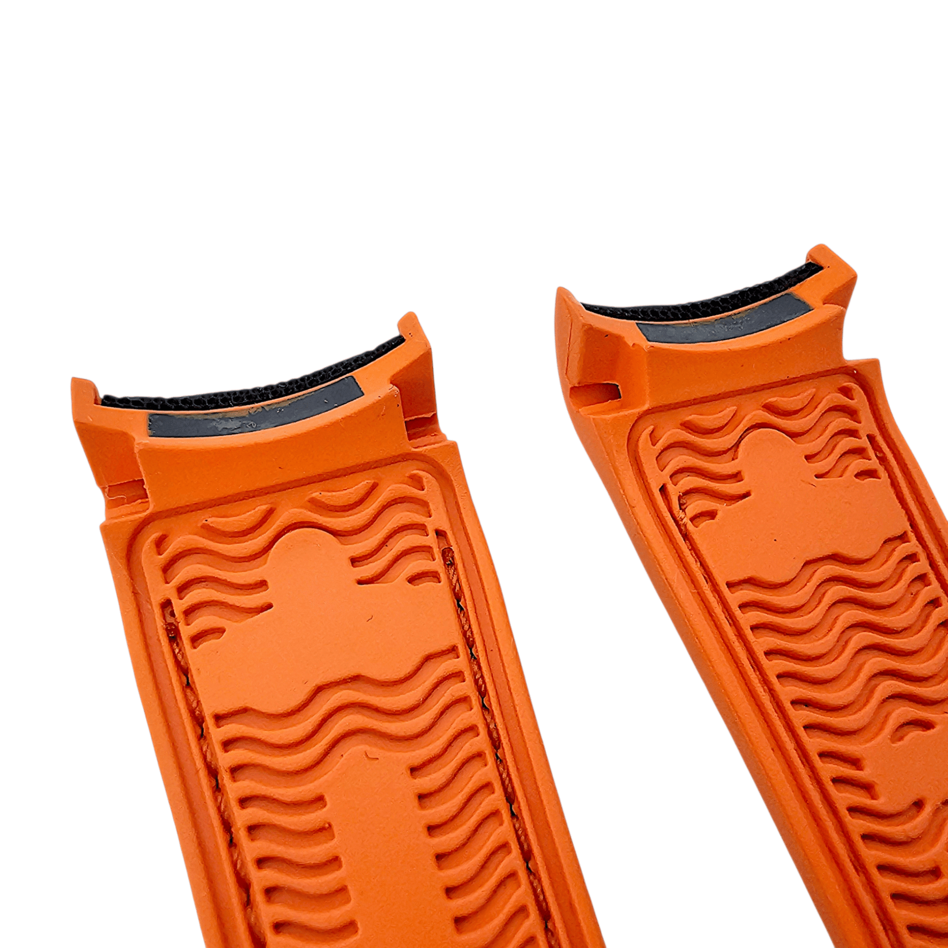 Elite Hybrid FKM Sailcloth Curved End Watch Strap 20mm 21mm 22mm Black Orange - Wrist Envy