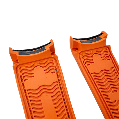 Elite Hybrid FKM Sailcloth Curved End Watch Strap 20mm 21mm 22mm Black Orange - Wrist Envy