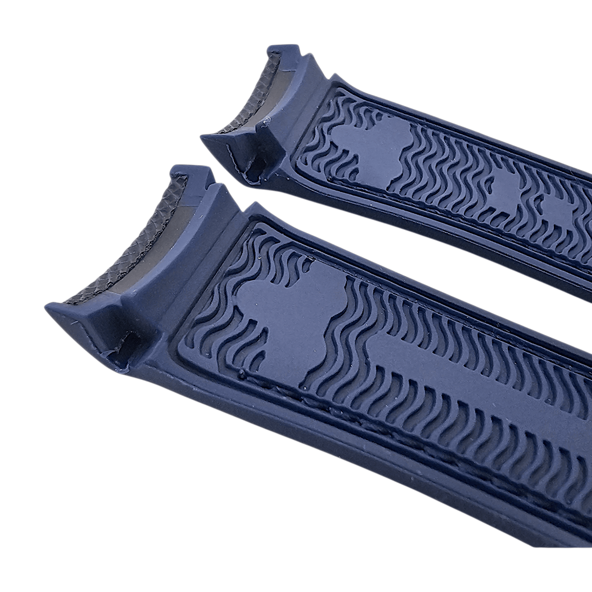 Elite Hybrid FKM Sailcloth Curved End Watch Strap 20mm 21mm 22mm Blue - Wrist Envy