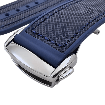 Elite Hybrid FKM Sailcloth Curved End Watch Strap 20mm 21mm 22mm Blue - Wrist Envy