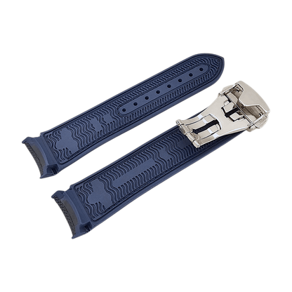 Elite Hybrid FKM Sailcloth Curved End Watch Strap 20mm 21mm 22mm Blue - Wrist Envy