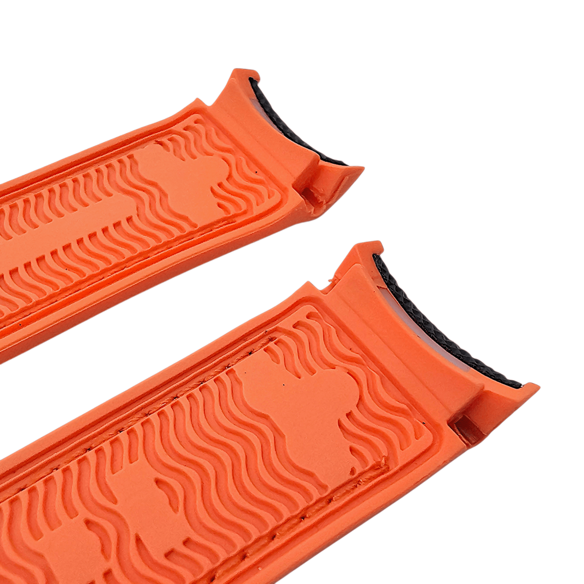 Elite Hybrid FKM Sailcloth Curved End Watch Strap 20mm 21mm 22mm Blue Orange - Wrist Envy