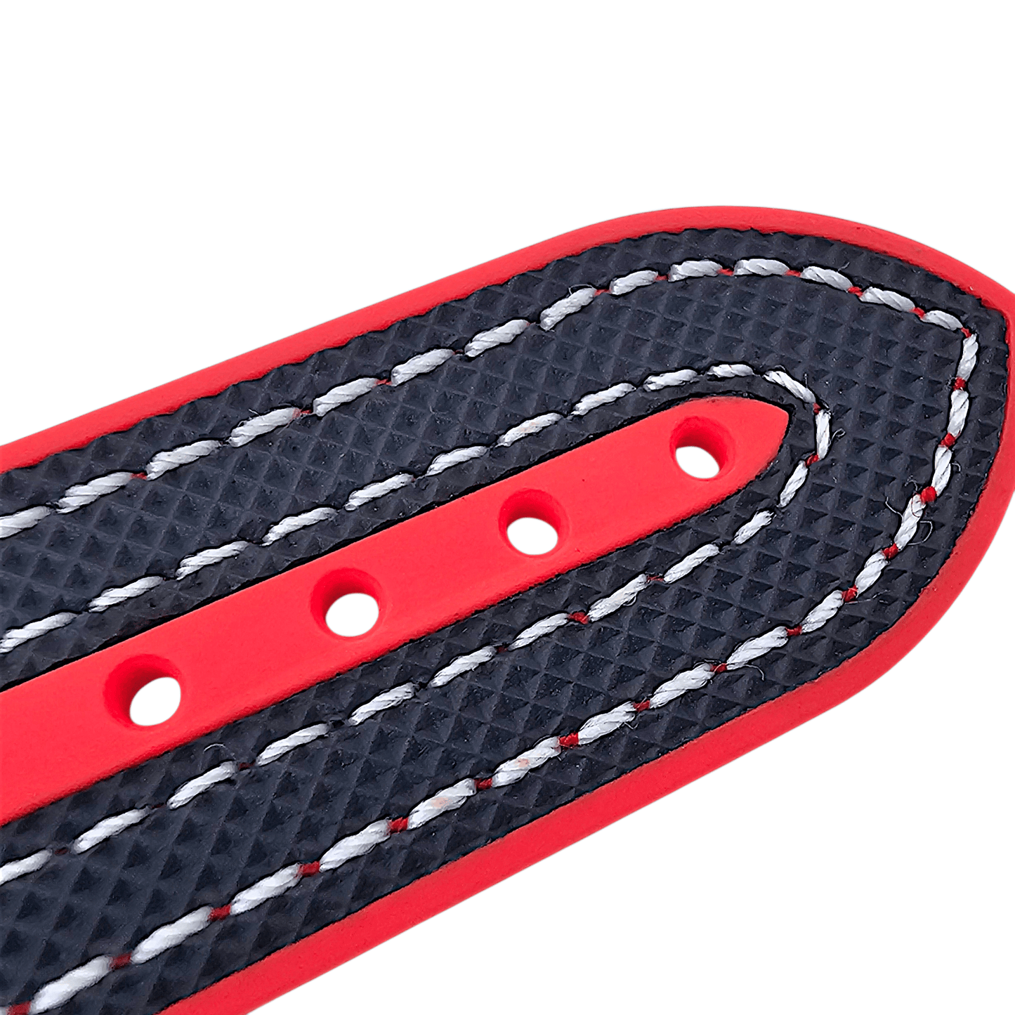 Elite Hybrid FKM Sailcloth Curved End Watch Strap 20mm 22mm Blue Red - Wrist Envy
