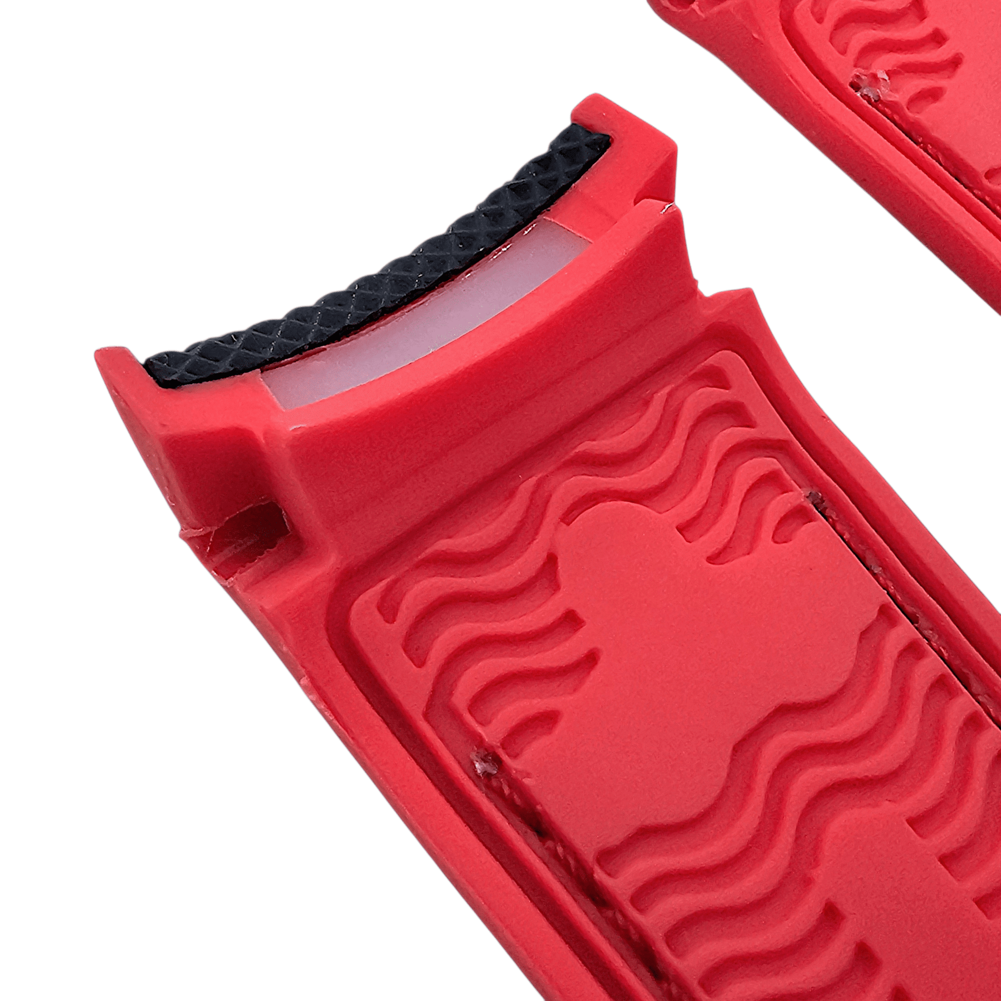 Elite Hybrid FKM Sailcloth Curved End Watch Strap 20mm 22mm Blue Red - Wrist Envy