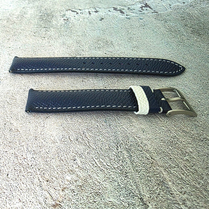 Epsom Padded Leather Strap 20mm Blue White - Wrist Envy