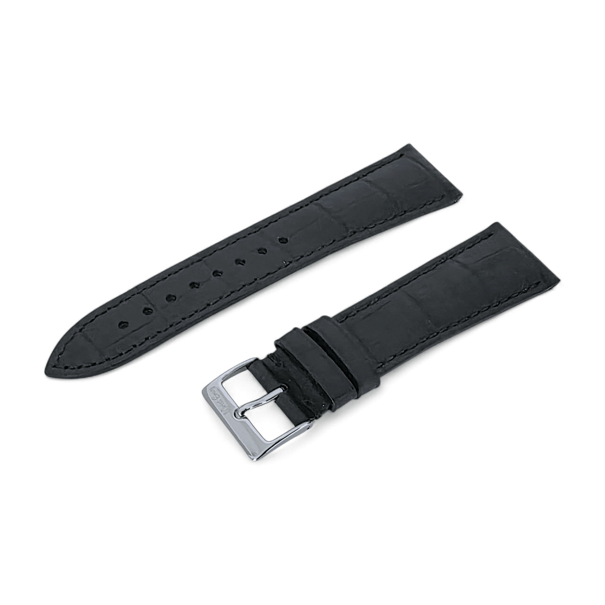 Everglade Gator Print Italian Leather Watch Strap 20mm 22mm Black - Wrist Envy