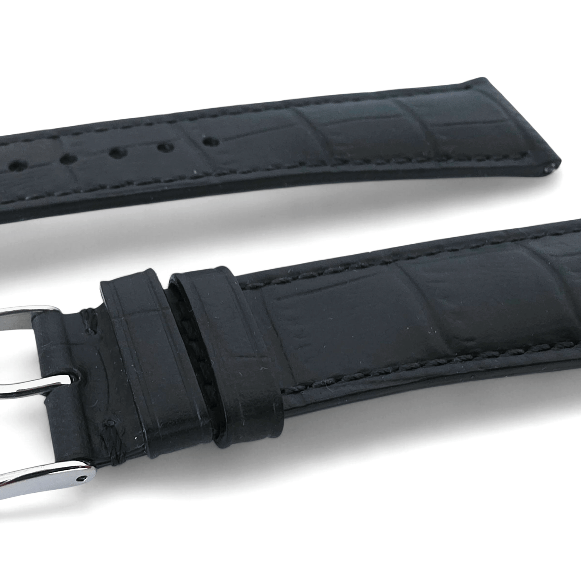 Everglade Gator Print Italian Leather Watch Strap 20mm 22mm Black - Wrist Envy