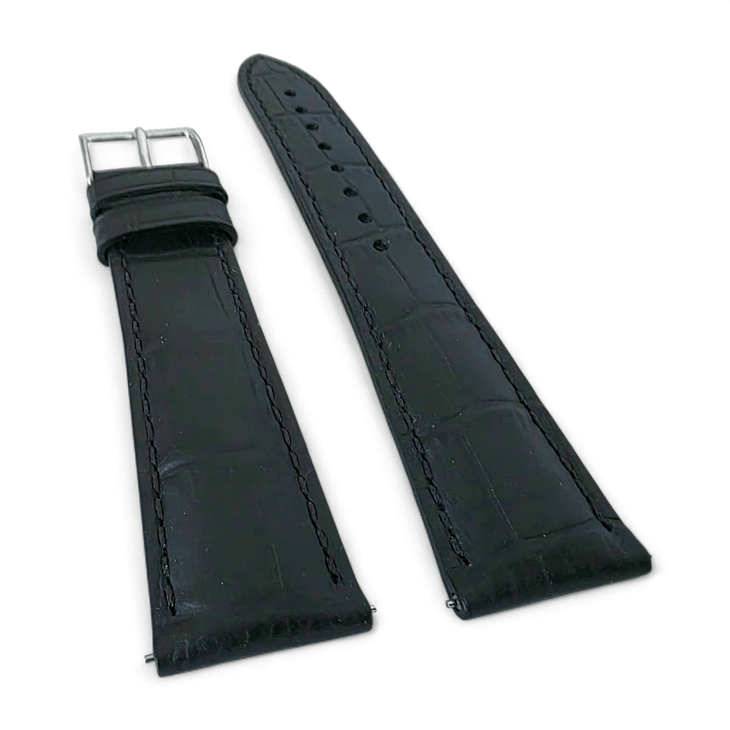 Everglade Gator Print Italian Leather Watch Strap 20mm 22mm Black - Wrist Envy