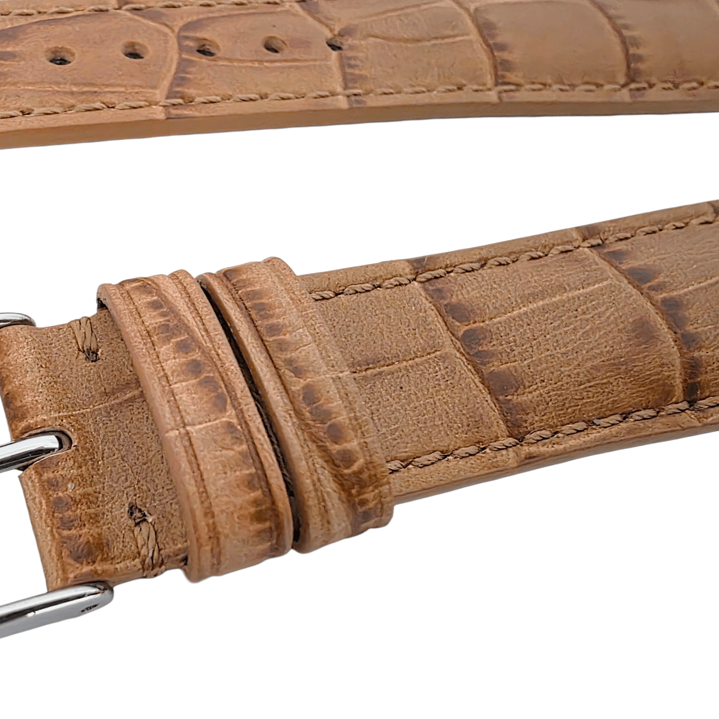 Everglade Gator Print Italian Leather Watch Strap 20mm 22mm Camel Brown - Wrist Envy