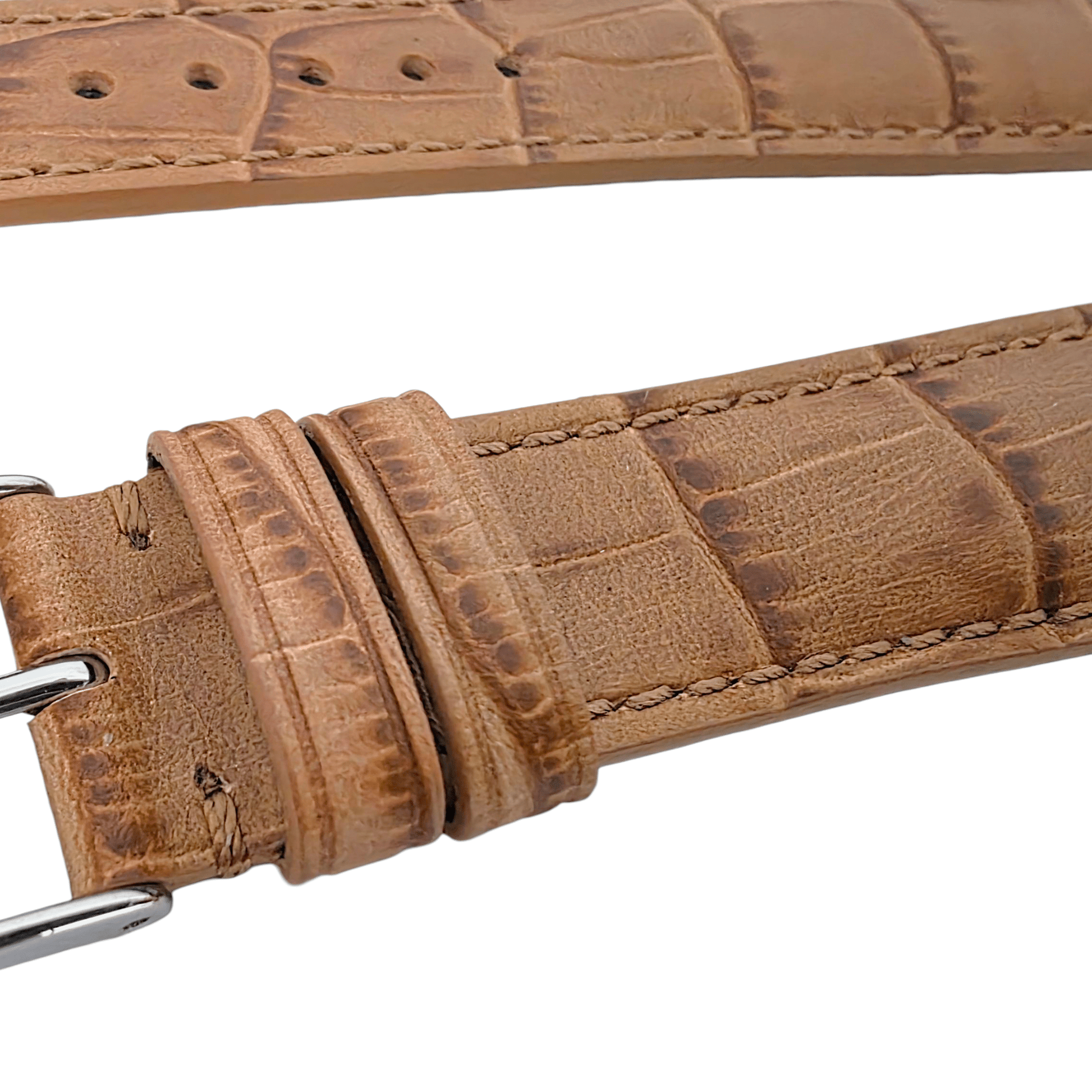 Everglade Gator Print Italian Leather Watch Strap 20mm 22mm Camel Brown - Wrist Envy