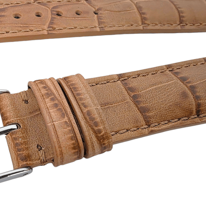 Everglade Gator Print Italian Leather Watch Strap 20mm 22mm Camel Brown - Wrist Envy