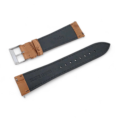 Everglade Gator Print Italian Leather Watch Strap 20mm 22mm Camel Brown - Wrist Envy