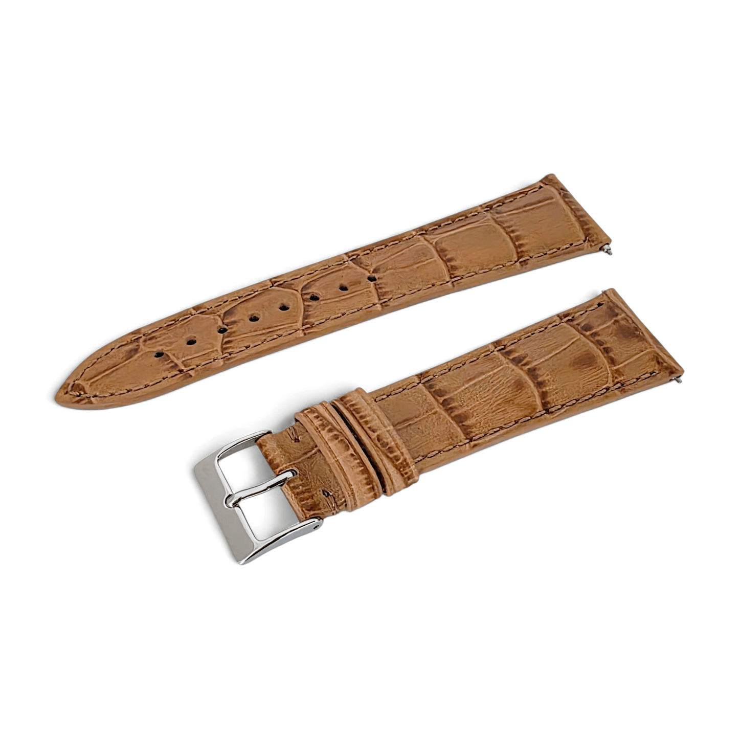 Everglade Gator Print Italian Leather Watch Strap 20mm 22mm Camel Brown - Wrist Envy