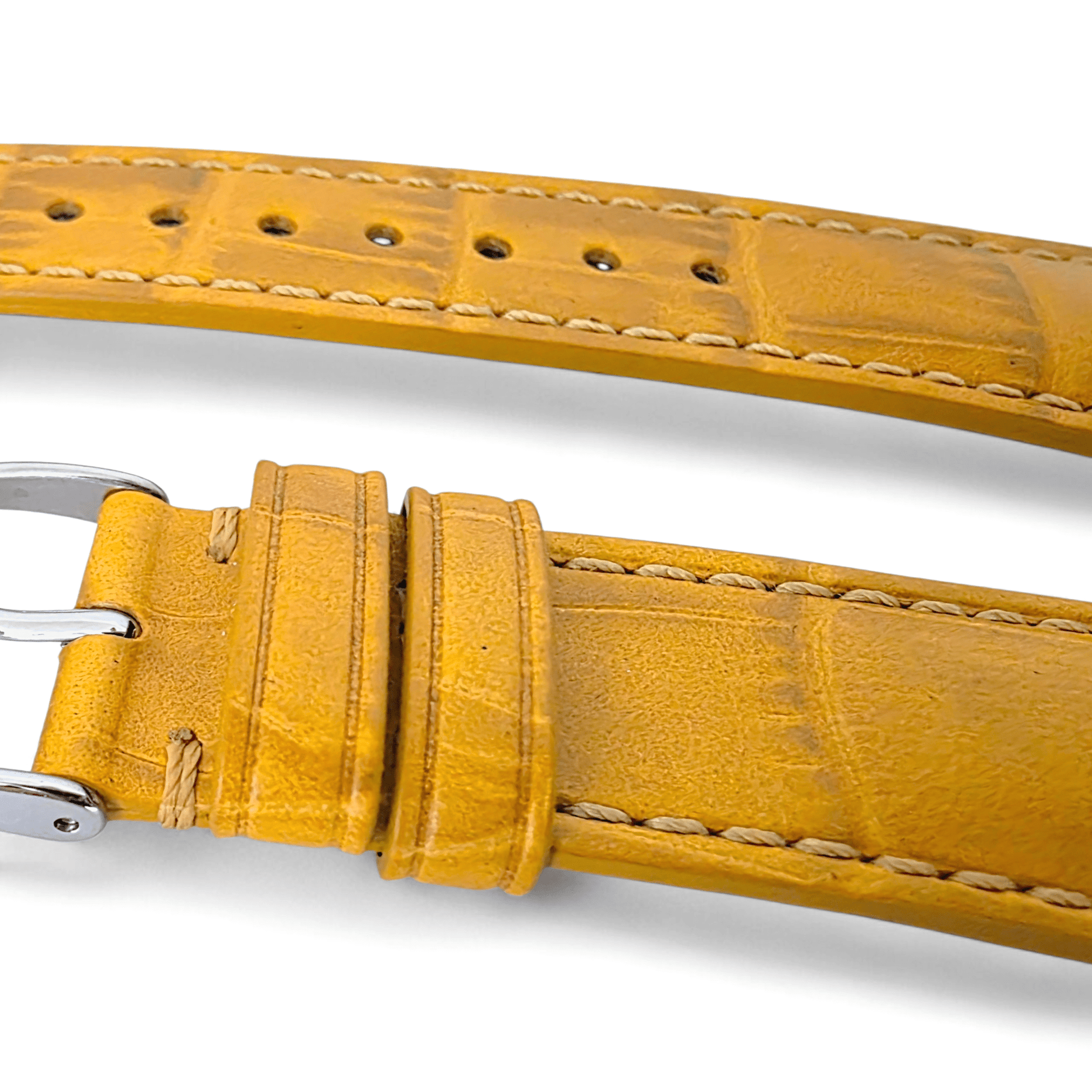 Everglade Gator Print Italian Leather Watch Strap 20mm 22mm Mustard - Wrist Envy