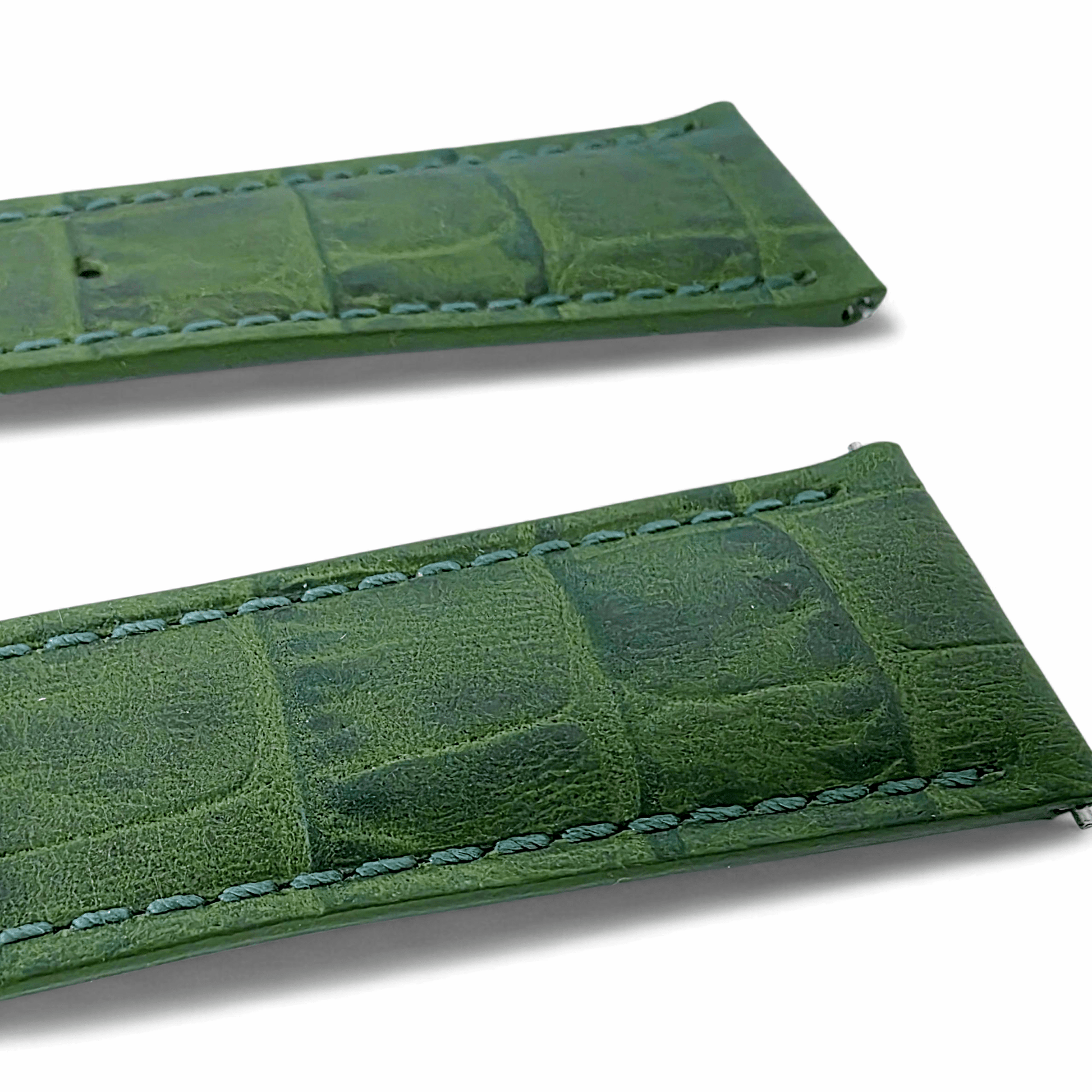 Everglade Gator Print Italian Leather Watch Strap 20mm 22mm Pine Green - Wrist Envy