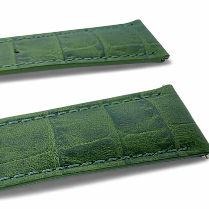 Everglade Gator Print Italian Leather Watch Strap 20mm 22mm Pine Green - Wrist Envy