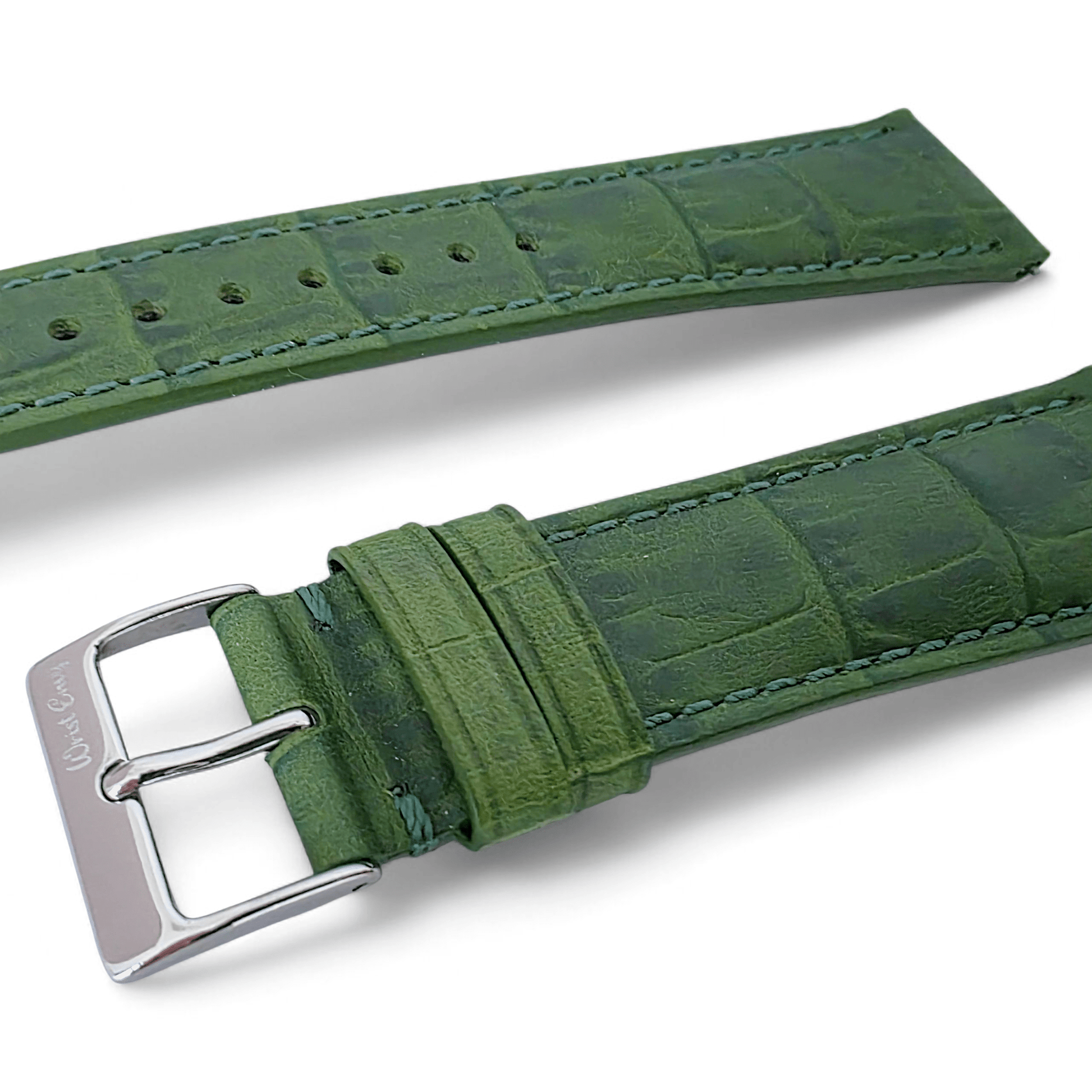 Everglade Gator Print Italian Leather Watch Strap 20mm 22mm Pine Green - Wrist Envy