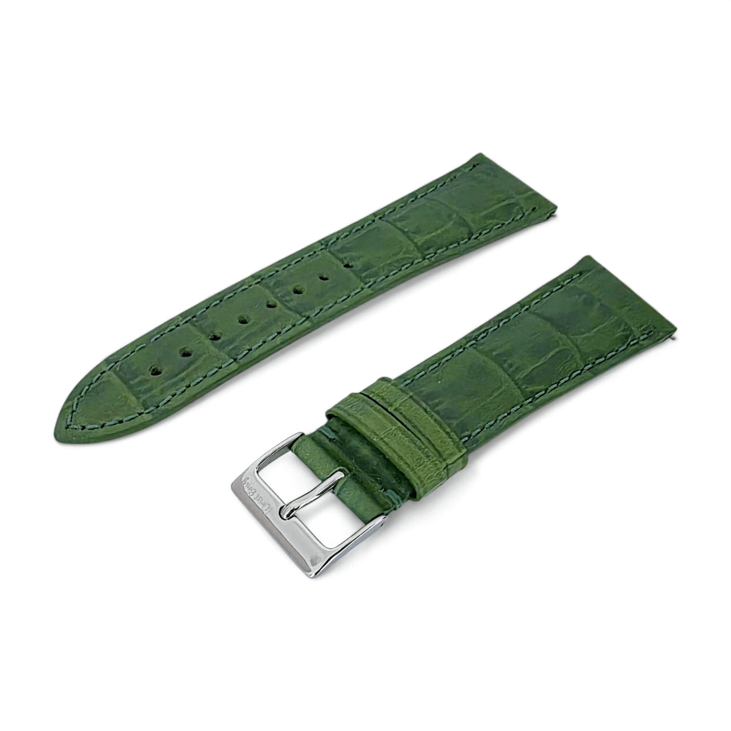 Everglade Gator Print Italian Leather Watch Strap 20mm 22mm Pine Green - Wrist Envy