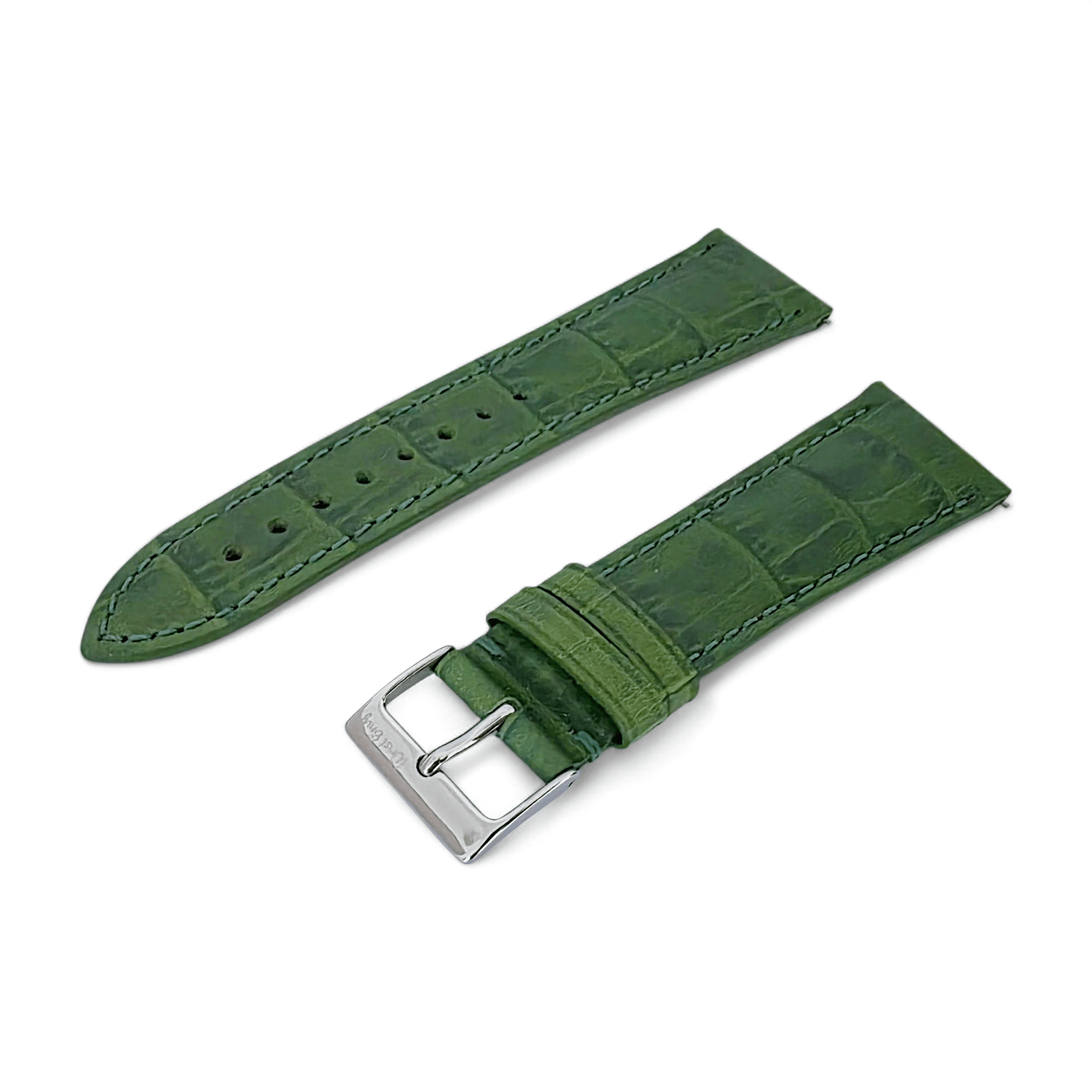 Everglade Gator Print Italian Leather Watch Strap 20mm 22mm Pine Green - Wrist Envy