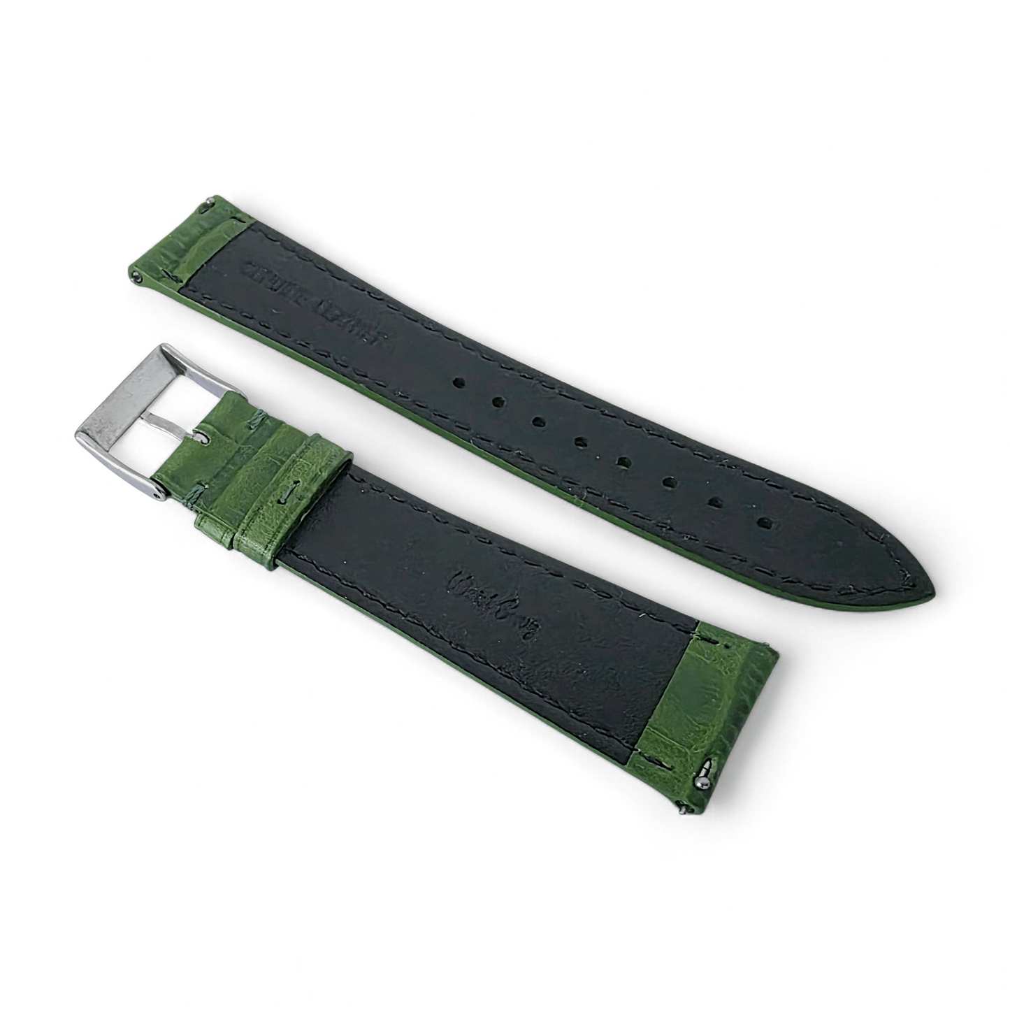 Everglade Gator Print Italian Leather Watch Strap 20mm 22mm Pine Green - Wrist Envy