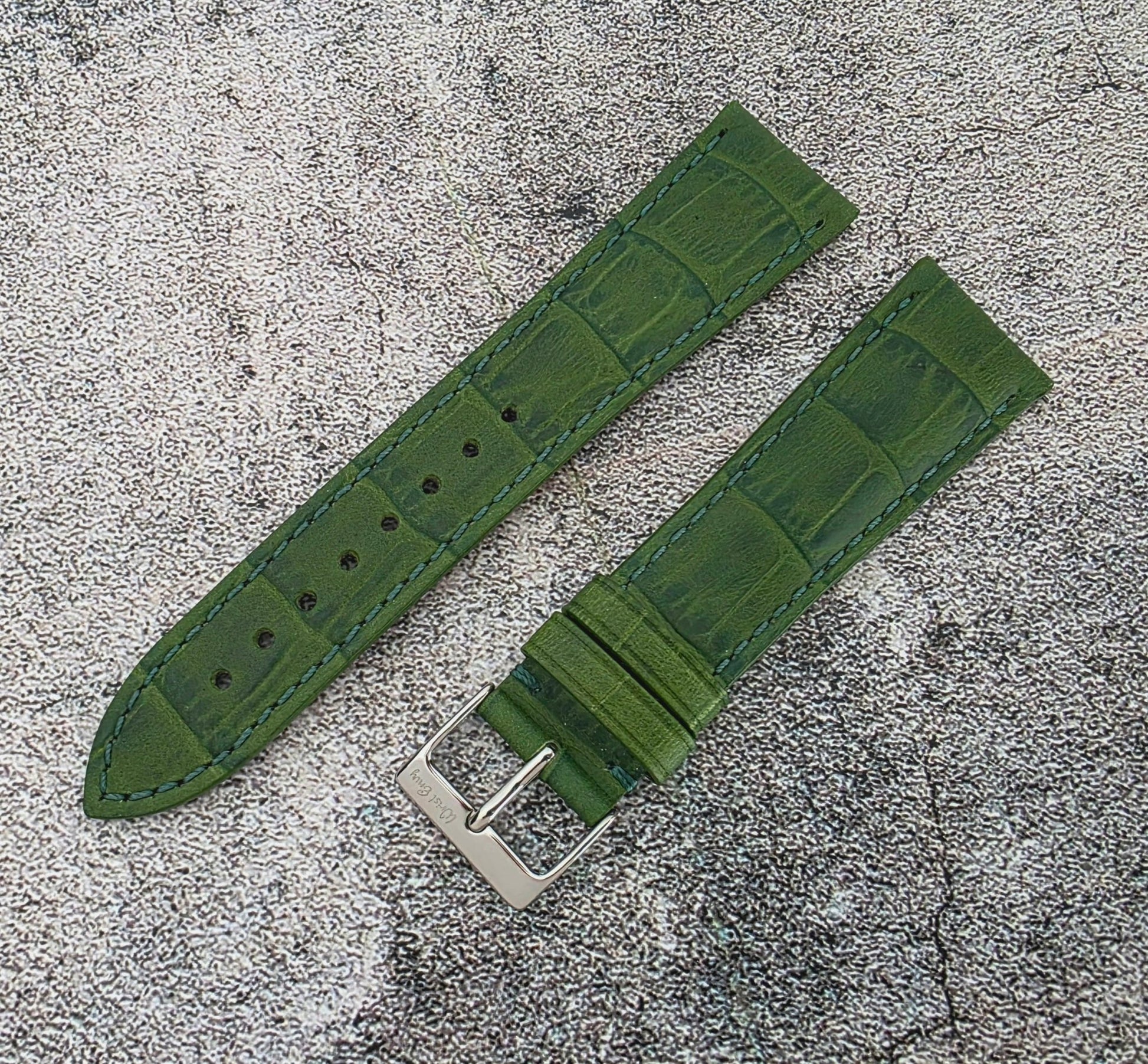 Everglade Gator Print Italian Leather Watch Strap 20mm 22mm Pine Green - Wrist Envy