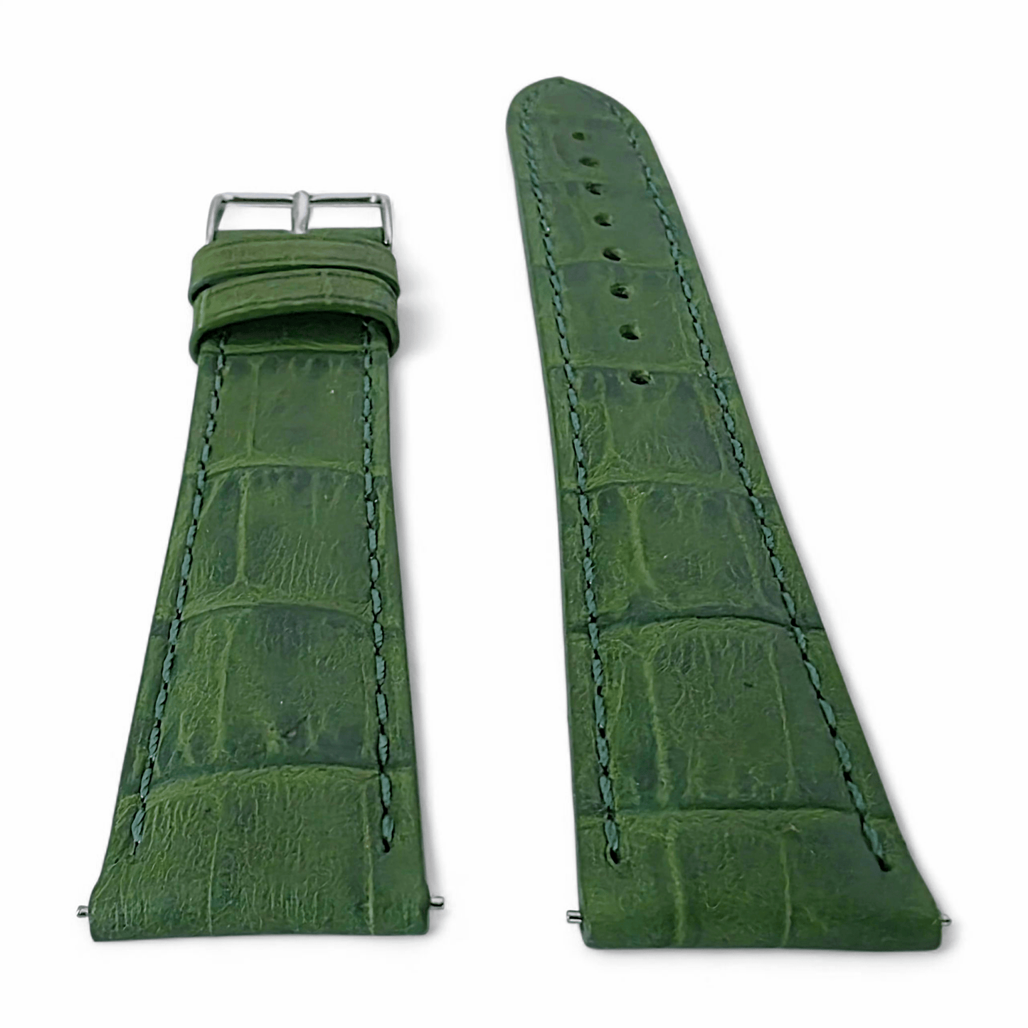 Everglade Gator Print Italian Leather Watch Strap 20mm 22mm Pine Green - Wrist Envy