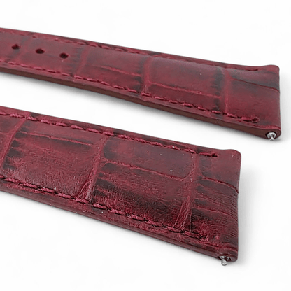 Everglade Gator Print Italian Leather Watch Strap 20mm 22mm Red Wine - Wrist Envy