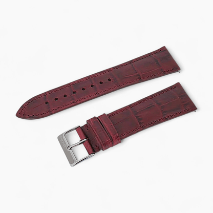 Everglade Gator Print Italian Leather Watch Strap 20mm 22mm Red Wine - Wrist Envy