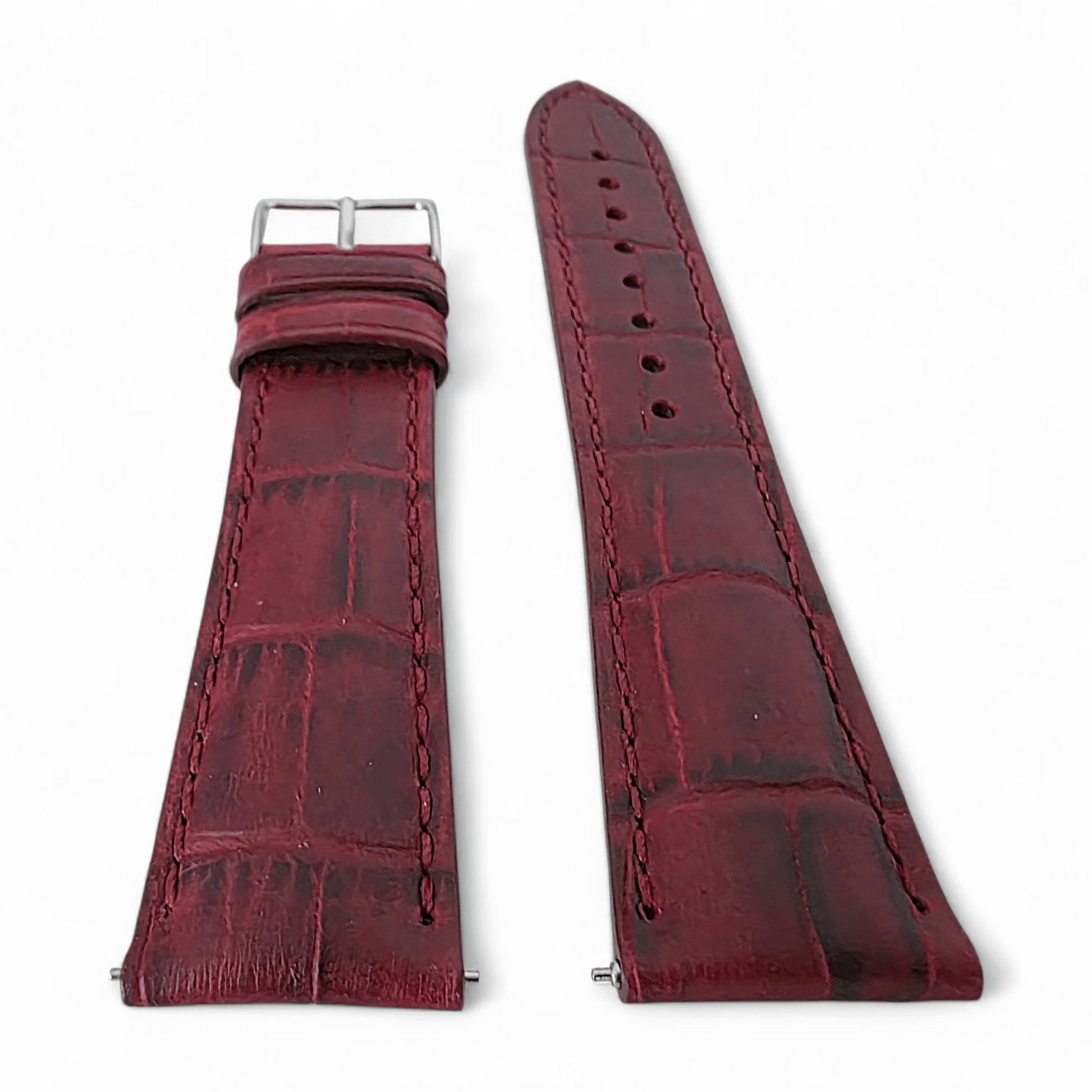 Everglade Gator Print Italian Leather Watch Strap 20mm 22mm Red Wine - Wrist Envy