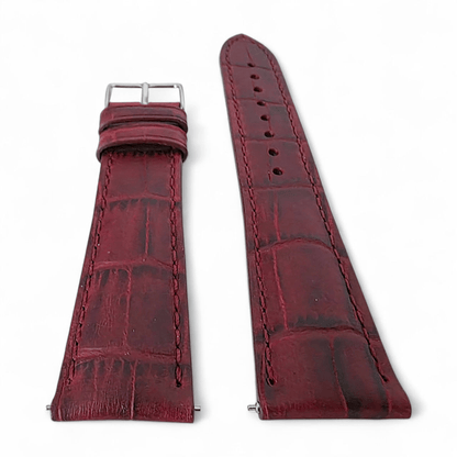 Everglade Gator Print Italian Leather Watch Strap 20mm 22mm Red Wine - Wrist Envy