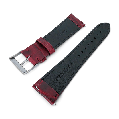 Everglade Gator Print Italian Leather Watch Strap 20mm 22mm Red Wine - Wrist Envy