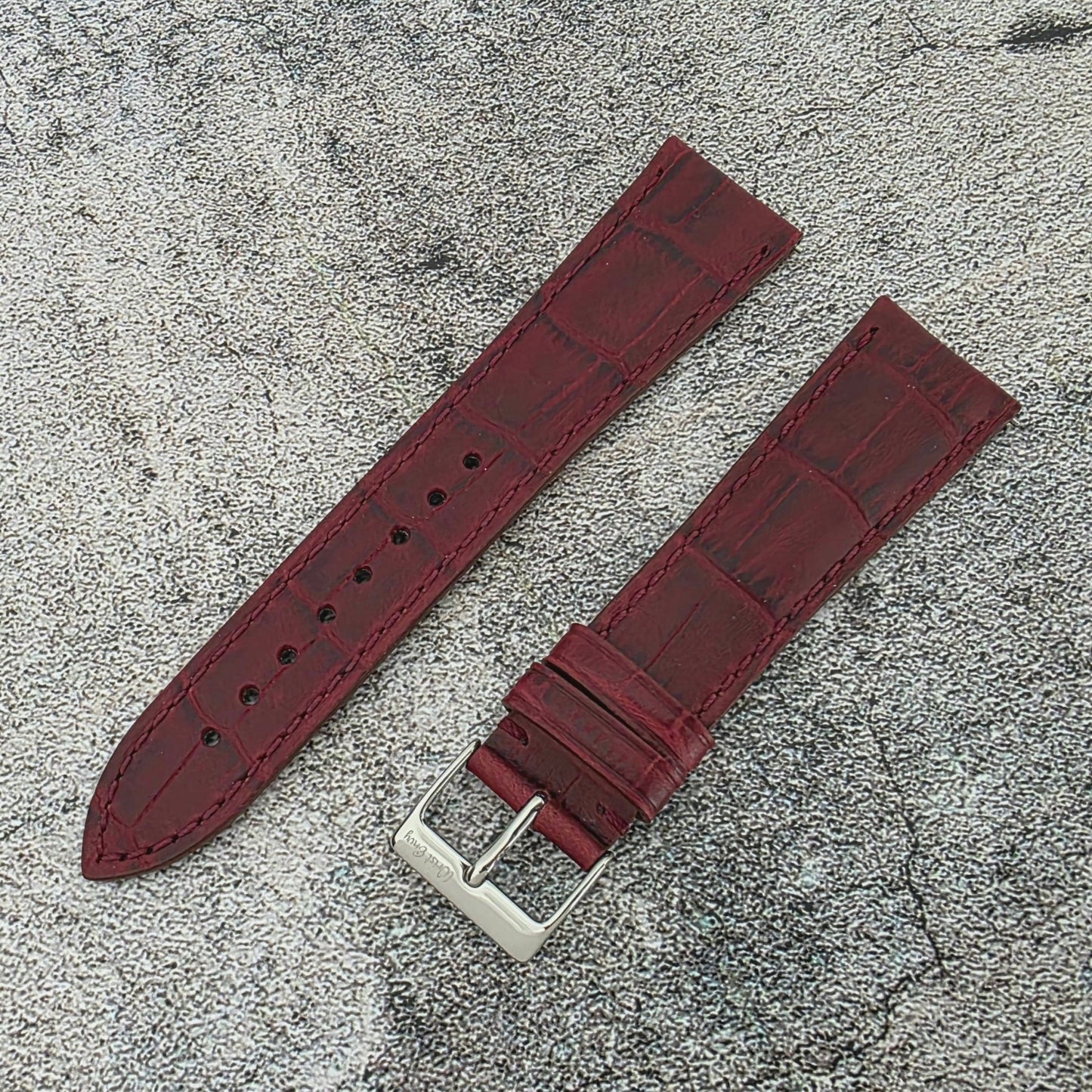 Everglade Gator Print Italian Leather Watch Strap 20mm 22mm Red Wine - Wrist Envy
