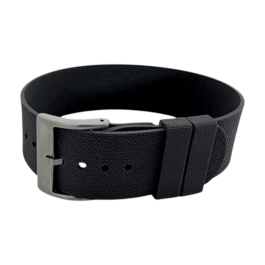 FKM Rubber One Piece Watch Strap Band 1.4mm 20mm 22mm Black - Wrist Envy