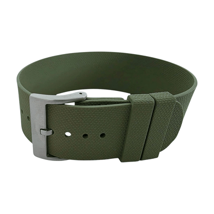 FKM Rubber One Piece Watch Strap Band 1.4mm 20mm 22mm Green - Wrist Envy
